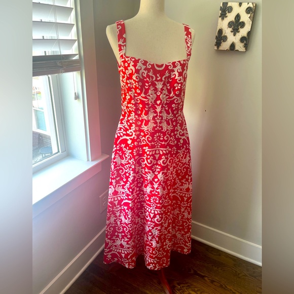 Red and white print maxi/midi dress by SOLINI is a summer must have!! - Picture 1 of 4